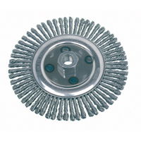 Knot Wire Wheel Brushes - Stringer Bead, 4-7/8" Dia., 0.02" Fill, 5/8"-11 Arbor, Steel BX338 | Johnston Equipment