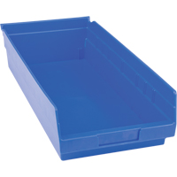 Plastic Shelf Bins, 8-3/8" W x 4" H x 17-7/8" D, Blue, 20 lbs. Capacity CB402 | Johnston Equipment