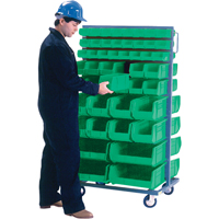 Double-Sided Mobile Bin Rack, Double-sided, 96 bins, 36" W x 24" D x 63" H CB683 | Johnston Equipment