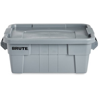 Brute Storage Tote with Lid, 27.88” D x 16.5” W x 10.7" H, 112 llbs. Capacity, Grey CF681 | Johnston Equipment