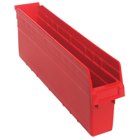 Store-Max Shelf Bins, 4-3/8" W x 8" H x 23-5/8" D, Red, 68 lbs. Capacity CF897 | Johnston Equipment