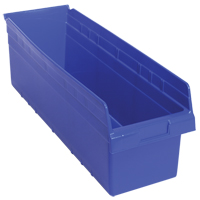Store-Max Shelf Bins, 8-3/8" W x 8" H x 23-5/8" D, Blue, 68 lbs. Capacity CF904 | Johnston Equipment