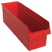 Store-Max Shelf Bins, 8-3/8" W x 8" H x 23-5/8" D, Red, 68 lbs. Capacity CF905 | Johnston Equipment