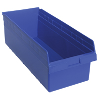 Store-Max Shelf Bins, 11-1/8" W x 8" H x 23-5/8" D, Blue, 68 lbs. Capacity CF908 | Johnston Equipment