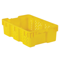 Agricultural Plastic Stack-N-Nest Container, 16" x 23.9" x 7.3", Yellow CF928 | Johnston Equipment