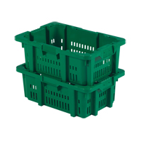 Food Handling Plastic Stack-N-Nest Container, 16" x 23.9" x 8.8", Green CF931 | Johnston Equipment
