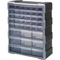 Drawer Cabinet, Plastic, 39 Drawers, 15" x 6-1/4" x 18-3/4", Black CG064 | Johnston Equipment