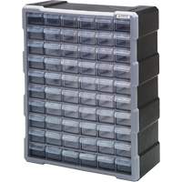 Drawer Cabinet, Plastic, 60 Drawers, 15" x 6-1/4" x 18-3/4", Black CG065 | Johnston Equipment
