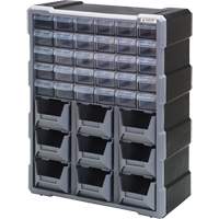 Drawer Cabinet, Plastic, 39 Drawers, 15" x 6-1/4" x 18-3/4", Black CG066 | Johnston Equipment