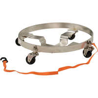 Multi-Tier Drum Dollies, Stainless Steel, 900 lbs. Capacity, 23-1/2" Diameter, Rubber Casters DC415 | Johnston Equipment