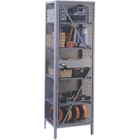 Wire Mesh Cabinet, Steel, 4 Shelves, 78" H x 24" W x 21" D, Grey FB015 | Johnston Equipment