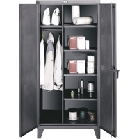 Wardrobe/Storage Cabinets, Steel, 60" W x 24" D x 72" H, Grey FG840 | Johnston Equipment