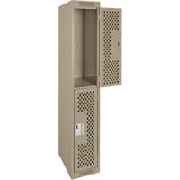 Clean Line™ Lockers, 2 -tier, 12" x 15" x 72", Steel, Beige, Rivet (Assembled), Perforated FK756 | Johnston Equipment