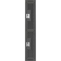 Clean Line™ Lockers, 2 -tier, 12" x 15" x 72", Steel, Charcoal, Rivet (Assembled), Perforated FK816 | Johnston Equipment