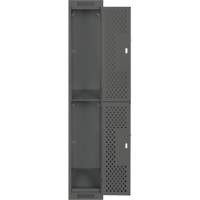 Clean Line™ Lockers, 2 -tier, 12" x 15" x 72", Steel, Charcoal, Rivet (Assembled), Perforated FK816 | Johnston Equipment