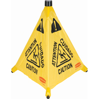Pop-Up Safety Cone, Trilingual With Pictogram JA131 | Johnston Equipment