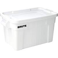 Brute Storage Tote with Lid, 27.88” D x 17.38” W x 15.13" H, 160 lbs. Capacity, White JD657 | Johnston Equipment