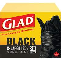 135L Garbage Bags, Regular, 31" W x 42" L, Black, Open Top JP298 | Johnston Equipment