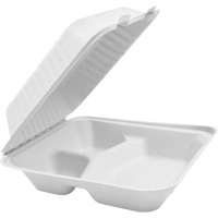 Compostable Hinged Food Containers with Compartments, Bagasse, Square JP905 | Johnston Equipment