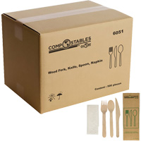 Wood Cutlery Set in Paper Bag JP925 | Johnston Equipment