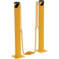 Dock Chain Barrier Bollard System, Steel, 42" H x 6-5/8" W, Yellow KI262 | Johnston Equipment