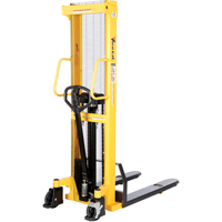 Manual Hydraulic Stacker, Hand Pump Operated, 2000 lbs. Capacity, 63" Max Lift LV615 | Johnston Equipment