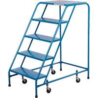 Rolling Step Ladder with Locking Step, 5 Steps, 22" Step Width, 46" Platform Height, Steel MA615 | Johnston Equipment