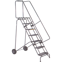 Fold-N-Store Rolling Ladders, 7 Steps, Perforated, 70" High MD590 | Johnston Equipment