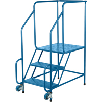 Tilt-N-Roll Ladders, Steel, 3 Steps, 22" Wide, 24" D x 27" H Top Step MD603 | Johnston Equipment