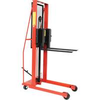 Hydraulic Fork Lift Stacker, Foot Pump Operated, 1000 lbs. Capacity, 56" Max Lift MH695 | Johnston Equipment