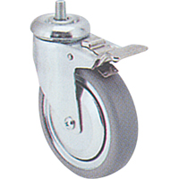 Zinc Plated Caster, Swivel with Brake, 3" (76 mm) Dia., 150 lbs. (68 kg.) Capacity MI930 | Johnston Equipment
