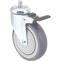 Zinc Plated Caster, Swivel with Brake, 4" (102 mm) Dia., 200 lbs. (91 kg.) Capacity MI946 | Johnston Equipment