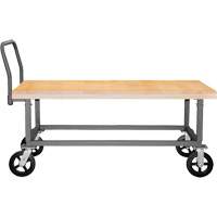 Adjustable Wood Deck Platform Truck, 48" L x 24" W, 1800 lbs. Capacity, Mold-on Rubber Casters MP759 | Johnston Equipment