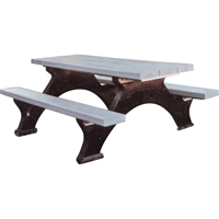 Recycled Plastic Picnic Tables, 8' L x 62-1/4" W, Grey ND424 | Johnston Equipment