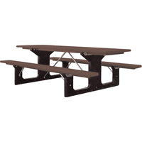 Recycled Plastic Picnic Tables, 6' L x 61-1/2" W, Brown ND427 | Johnston Equipment