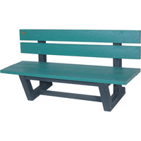 Outdoor Park Benches, Recycled Plastic, 60" L x 22-13/16" W x 29-13/16" H, Green NJ026 | Johnston Equipment