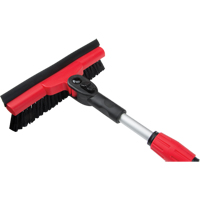 Snow Brush With Pivot Head, Telescopic, Rubber Squeegee Blade, 52" Long, Black/Red NJ144 | Johnston Equipment