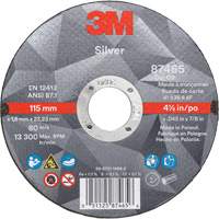 Silver Cut-Off Wheel, 4-1/2" x 0.045", 7/8" Arbor, Type 1, Ceramic, 13300 RPM NV203 | Johnston Equipment