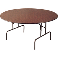 Folding Table, Round, 60" L x 60" W, Laminate, Brown OA304 | Johnston Equipment