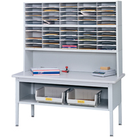 E-z Sort<sup>®</sup> Mailroom Furniture-sorting Tables With Shelf-base Table With Shelf, 60" W x 28" D x 36" H, Laminate OD938 | Johnston Equipment