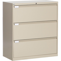 Lateral Filing Cabinet, Steel, 3 Drawers, 36" W x 18" D x 40-1/16" H, Beige OP217 | Johnston Equipment