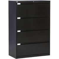 Lateral Filing Cabinet, Steel, 4 Drawers, 36" W x 18" D x 53-3/8" H, Black OP219 | Johnston Equipment