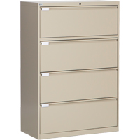 Lateral Filing Cabinet, Steel, 4 Drawers, 36" W x 18" D x 53-3/8" H, Beige OP220 | Johnston Equipment