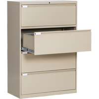 Lateral Filing Cabinet, Steel, 4 Drawers, 36" W x 18" D x 53-3/8" H, Beige OP220 | Johnston Equipment