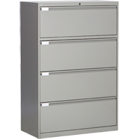 Lateral Filing Cabinet, Steel, 4 Drawers, 36" W x 18" D x 53-3/8" H, Grey OP221 | Johnston Equipment