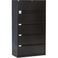 Lateral Filing Cabinet, Steel, 5 Drawers, 36" W x 18" D x 65-1/2" H, Black OP222 | Johnston Equipment