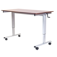 Adjustable Stand-Up Workstations, Stand-Alone Desk, 48-1/2" H x 48" W x 32-1/2" D, Walnut OP282 | Johnston Equipment