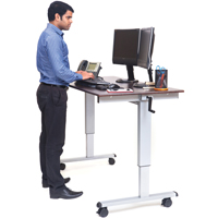 Adjustable Stand-Up Workstations, Stand-Alone Desk, 48-1/2" H x 59" W x 29-1/2" D, Walnut OP283 | Johnston Equipment