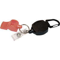 Dérouleur autorétractable pour carte d'identité et clés avec sifflet, Métal en alliage de zinc, Câble 24", Fixation Mousqueton OP294 | Johnston Equipment