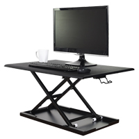 Adjustable Stand-Up Desk, Desktop Unit, 15-3/4" H x 31-1/2" W x 22-1/2" D, Black OP563 | Johnston Equipment